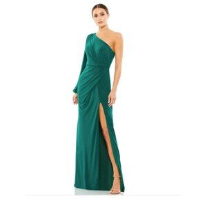 Mac Duggal One Sleeve Gown Emerald Green NWT Size 12 BROKEN ZIPPER